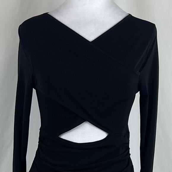 ASOS Sheer Black BodyCon Cut Out Ruched Party Event Midi Dress NWT Size 6 - Picture 3 of 15